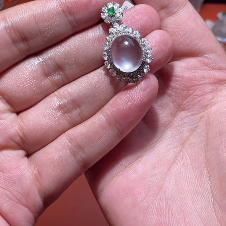 石英质玉银S925镶嵌颈饰