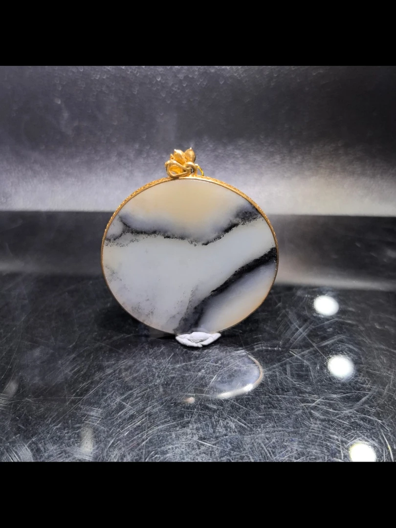 老坑料水墨青花平安圆牌挂件