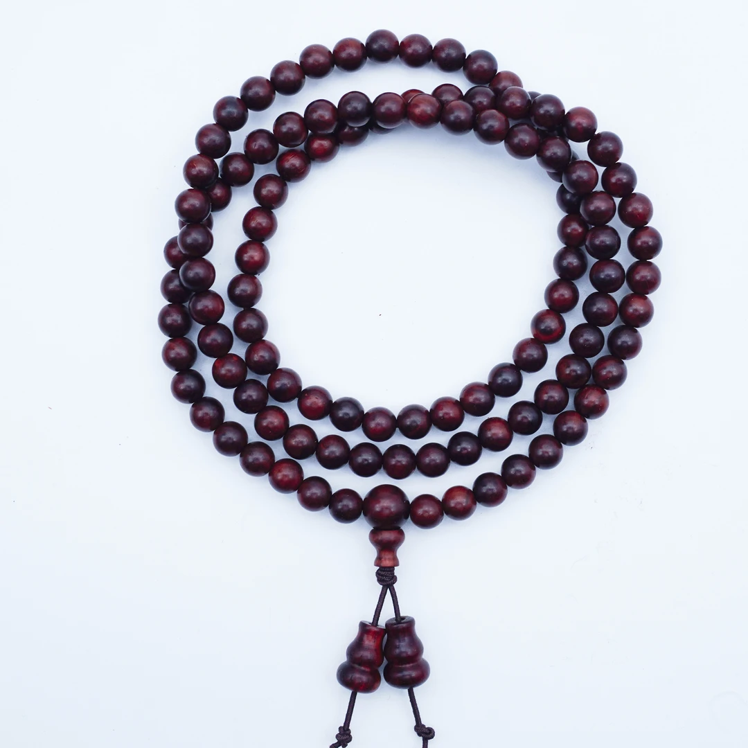 【沐香】印度小叶紫檀正圆0.6*108粒多圈手串念珠佛珠正宗小叶紫檀