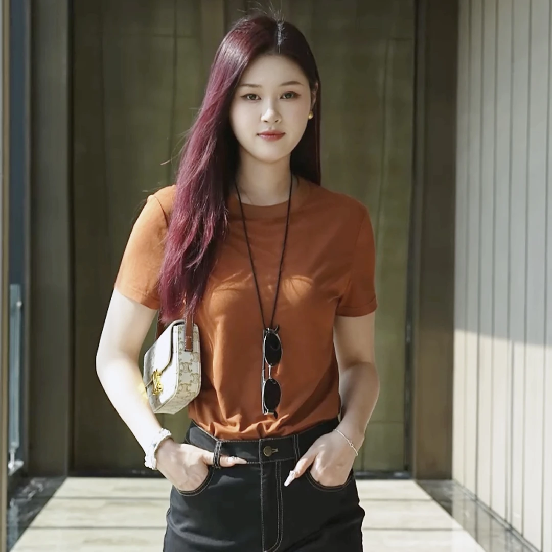 GIRDEAR/哥弟纯色短袖圆领宽松型T恤户外春夏透气运动1301048