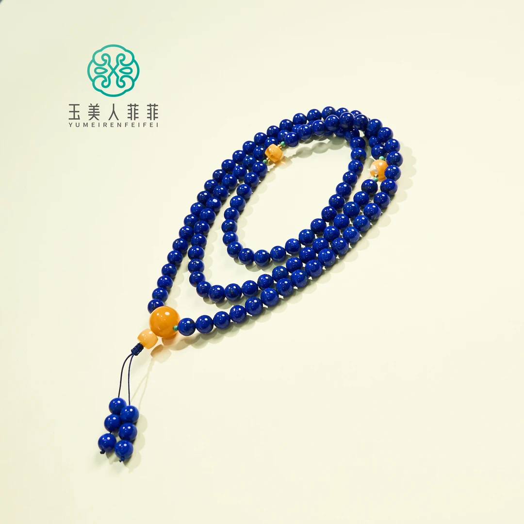 菲菲珠宝好@青金石项链-圆珠约7mm-多样性发一