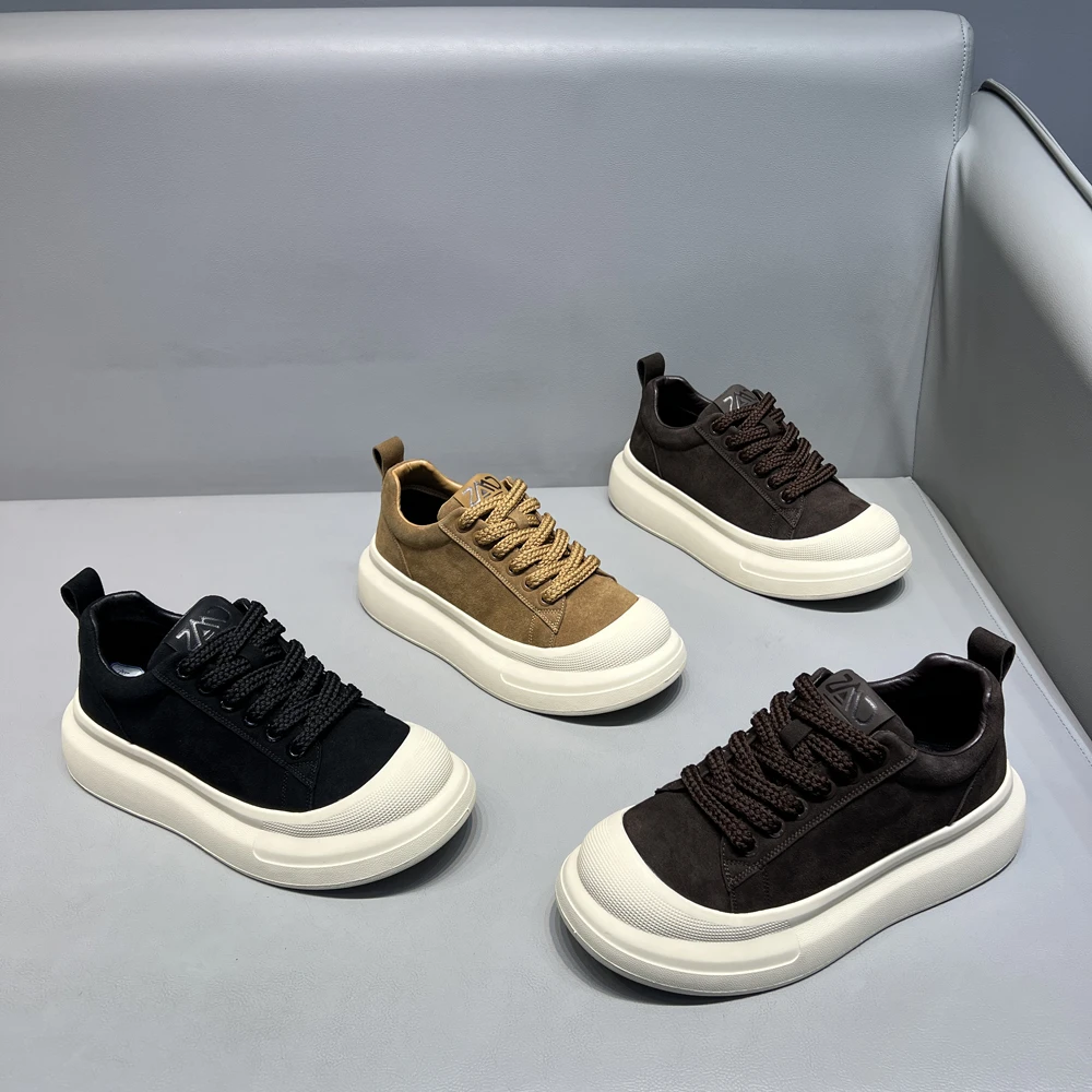 真皮翻毛皮潮流休闲鞋时尚运动百搭软底软面舒适男士潮流板鞋秋冬