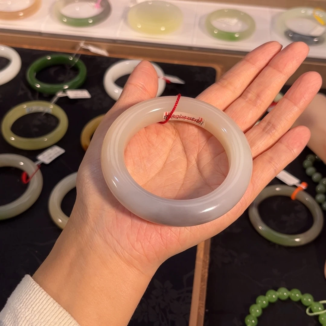 和田玉未镶嵌手镯  「紫粉」芋泥奶香紫 甜美～