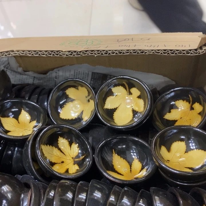 摆件黑釉小茶碗器具