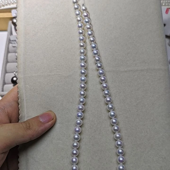 淡水珍珠银S925镶嵌颈饰7-8