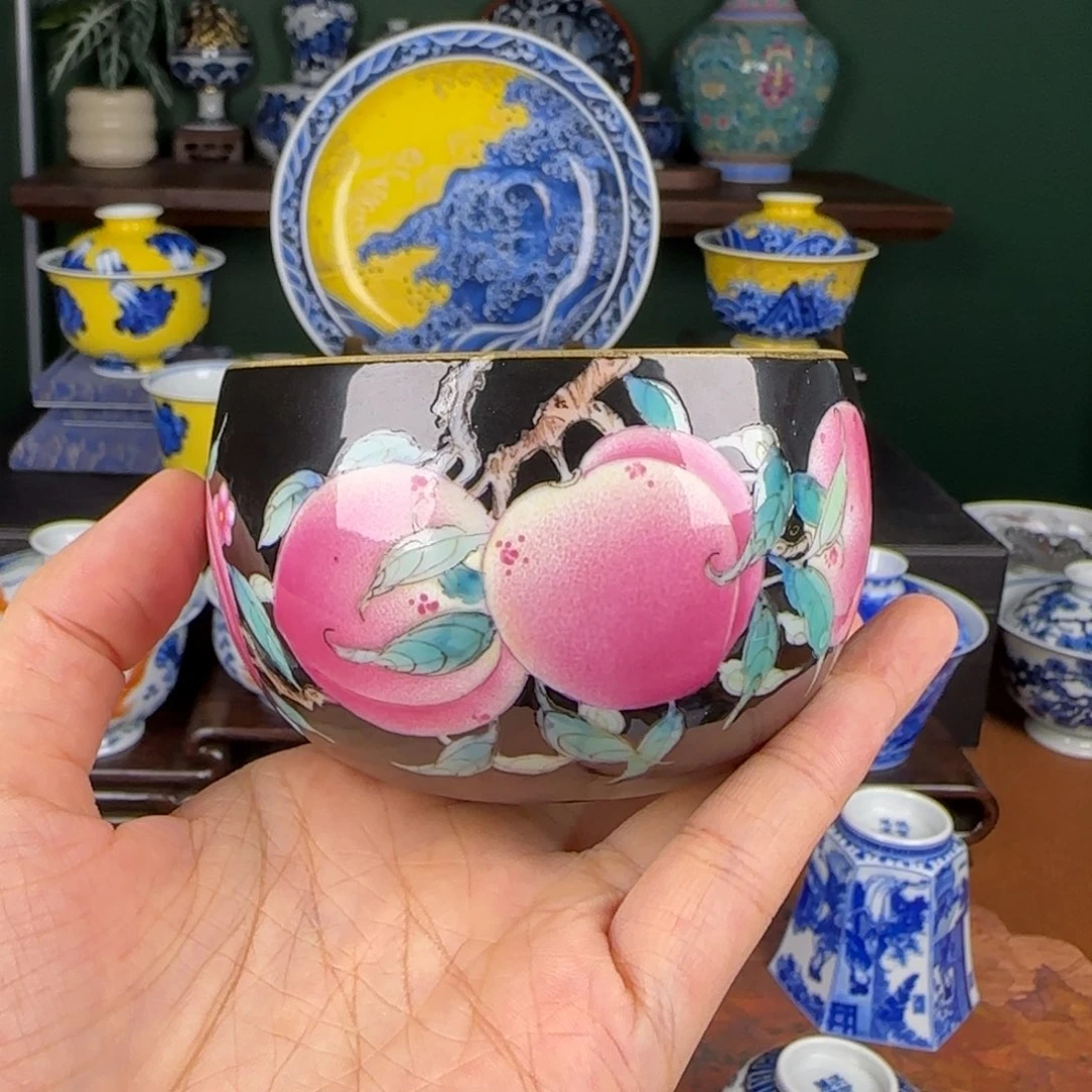 杯福利微瑕黑底桃子杯