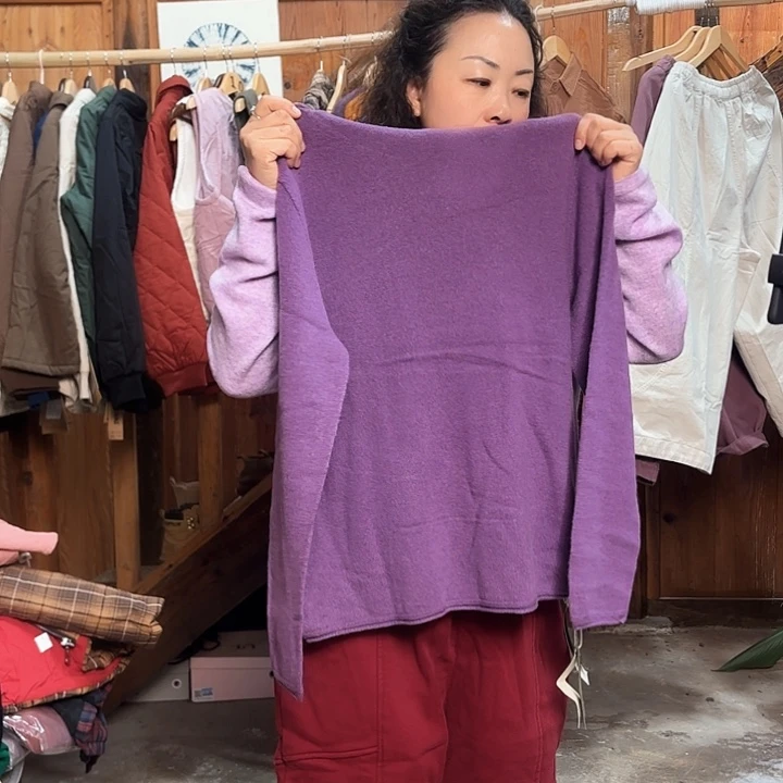 深紫色高领羊毛衫打底衫女