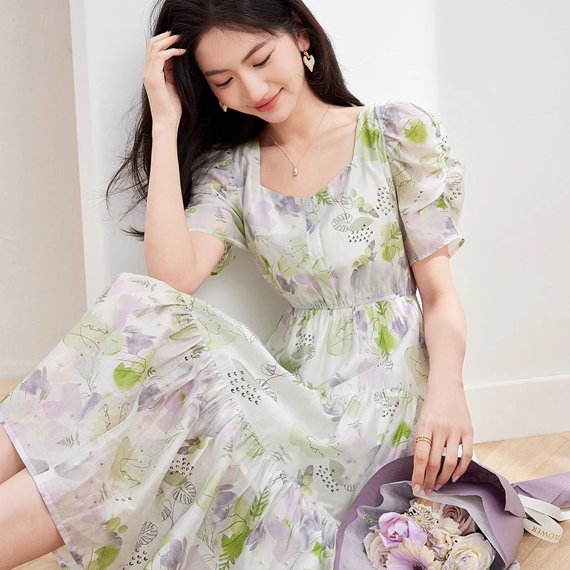 【Q101-Q110】轻调品牌女装2025春夏气质新款时尚显瘦宽松连衣裙