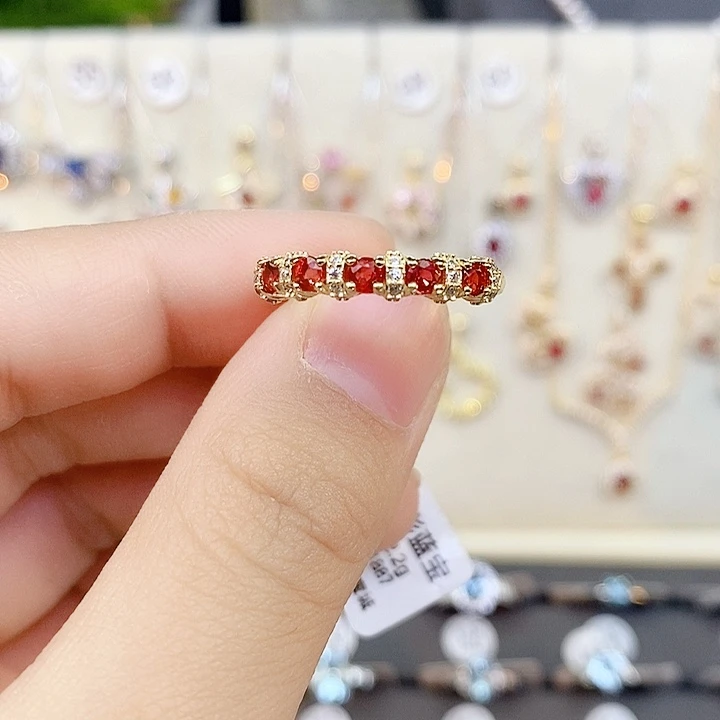 彩色蓝宝石戒指银S925镶嵌