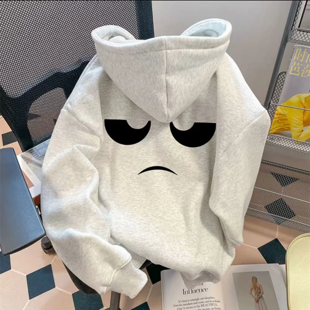 重磅加厚连帽卫衣潮牌简约男女情侣秋冬宽松型慵懒风加绒帽衫外套