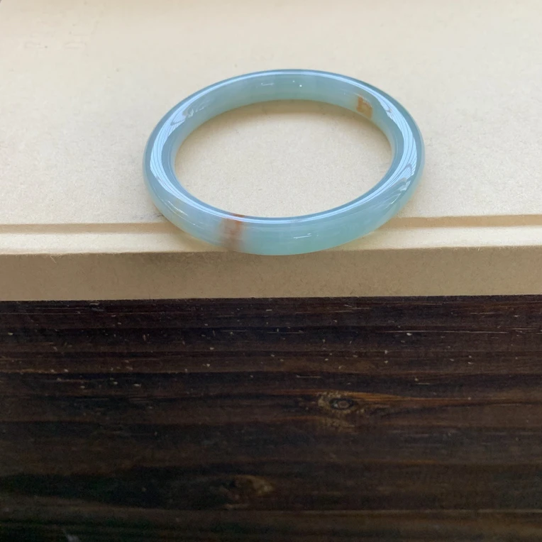 冰润胶透种水圆条手镯特价3980圈口53.6-7.9-7.7，天然翡翠缅A完美