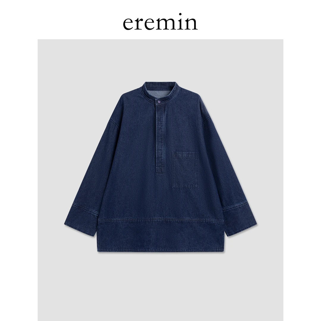 DE Mincollection原色牛仔服/重磅洗水半门襟套头牛仔上衣55615