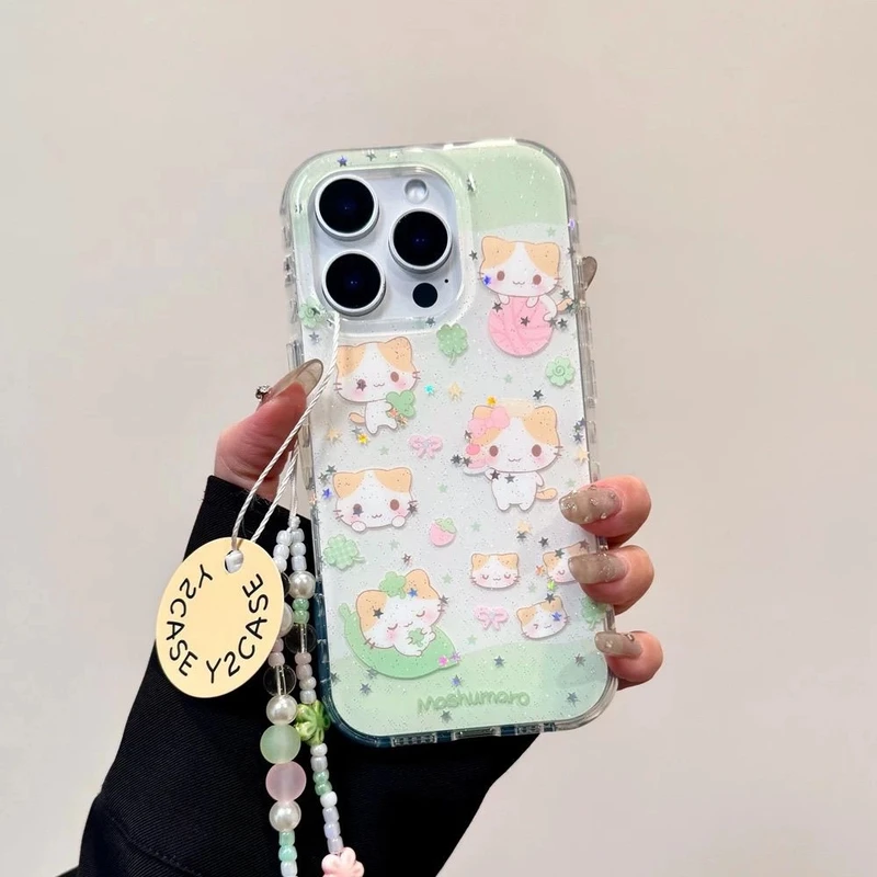圆边双层棉花糖猫咪苹果16promax手机壳14/15pro小红书可爱13辣妹