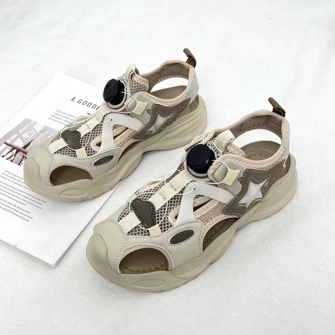 男大童2025新款包头超轻底纽扣沙滩凉鞋XD1526