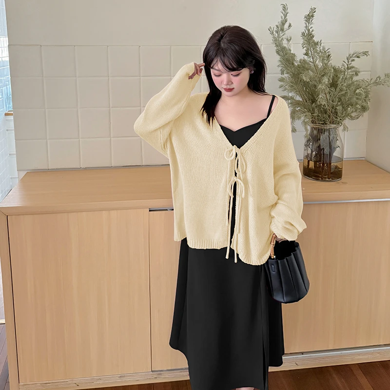 【岩心】大码女装240斤胖MM新款宽松时尚百搭显瘦针织开衫外套F370