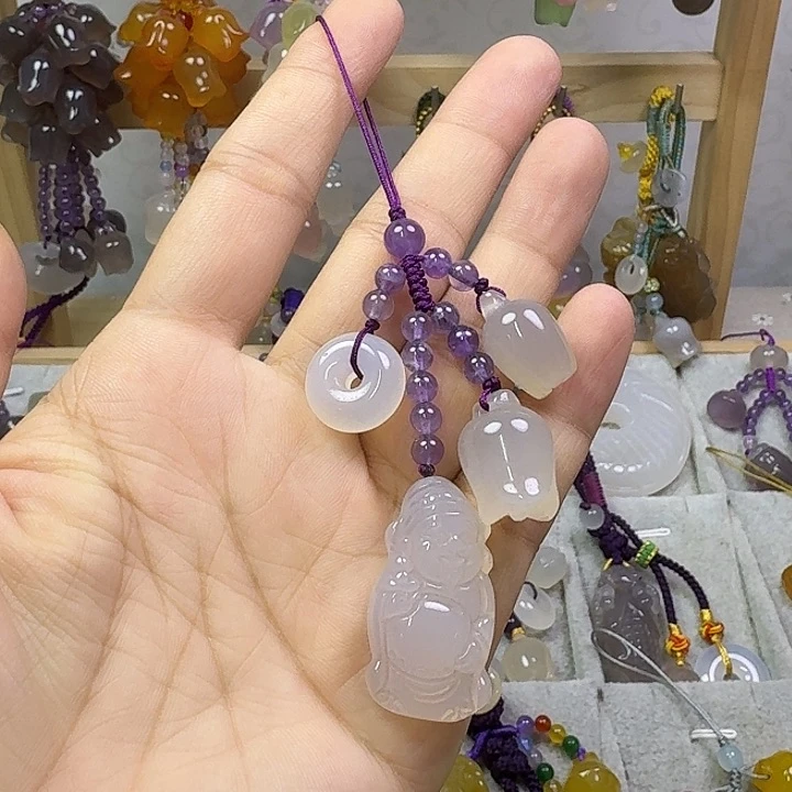 手机挂件，紫色款财爷爷