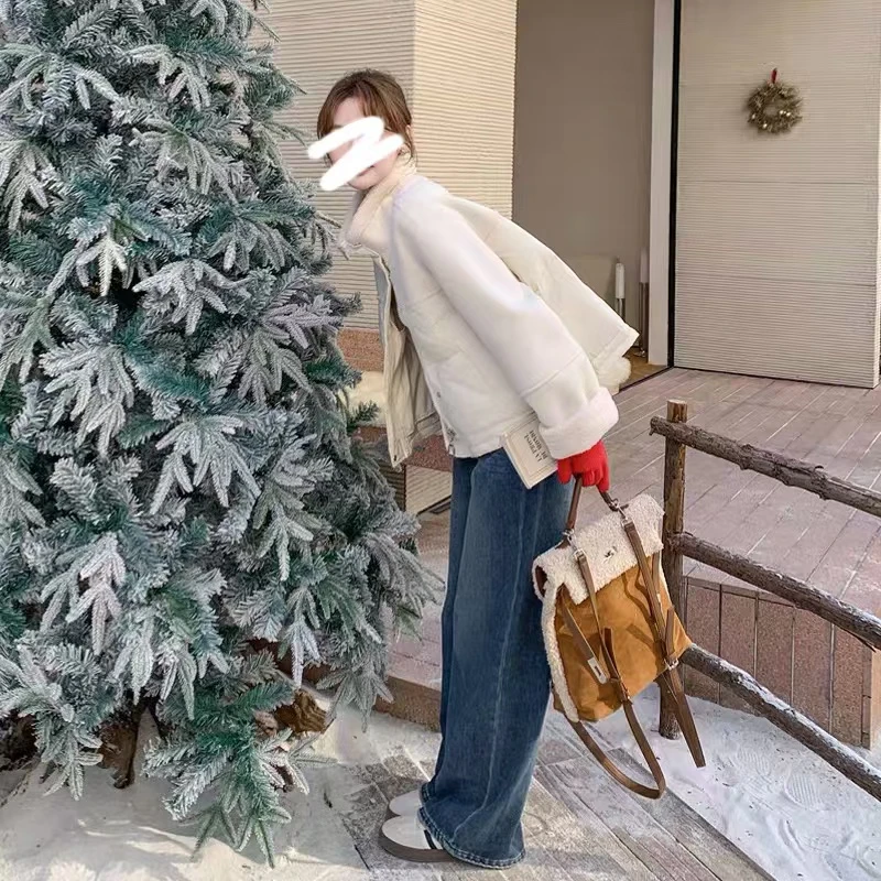 7439立领皮毛一体棉服外套女秋冬新款加厚宽松短款上衣设计感Q