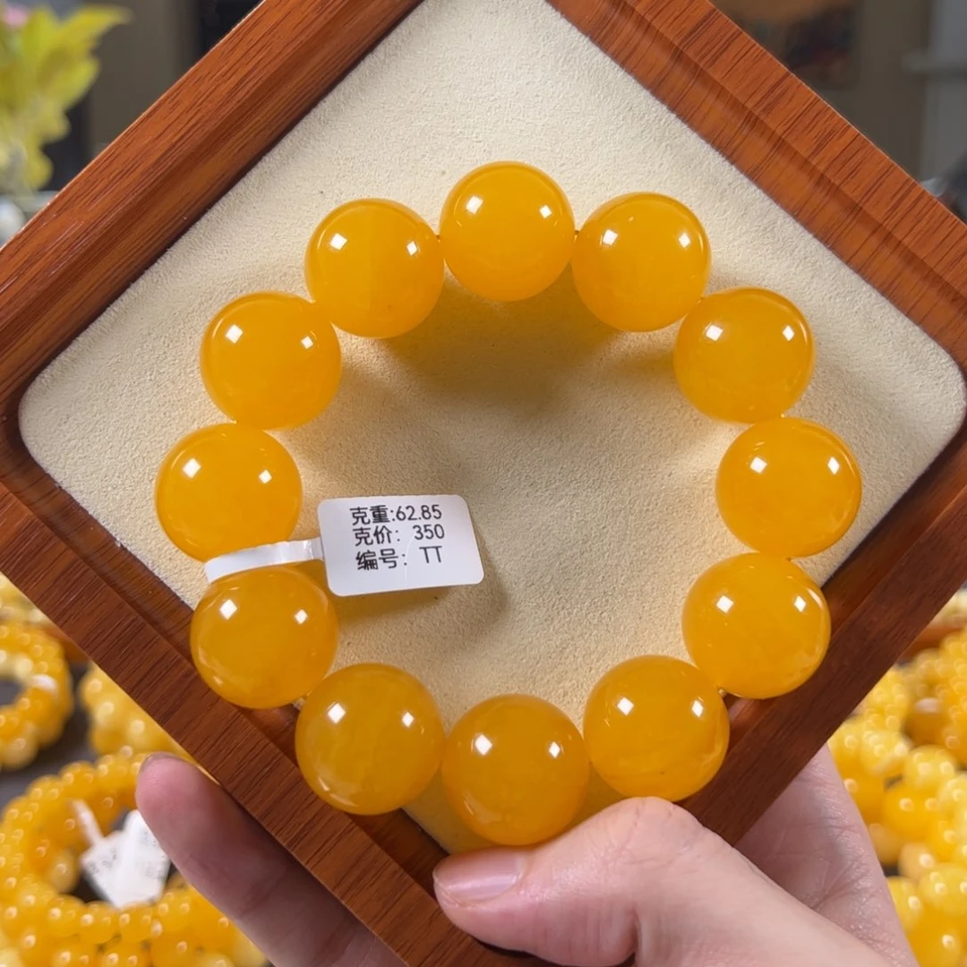 裸石蜜蜡未镶嵌21mm焦皮鸡油红满蜜圆珠tt