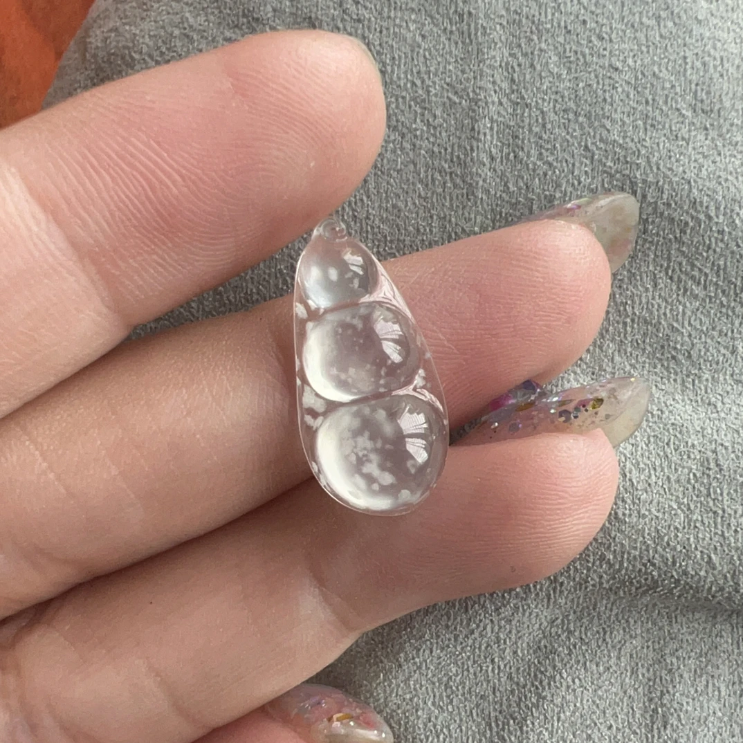 天然缅料A货翡翠雪花棉豆子19.4-9.5-4.4