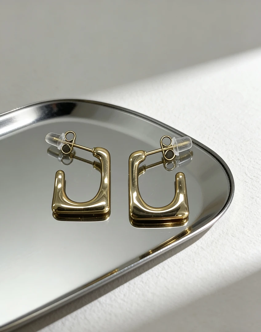 【越美丽】时尚几何梯形耳钉冷淡风亮小众轻奢xp5207