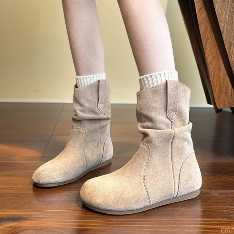 【顺丰直发】女式时装靴秋冬流行新款复古绒面女式西部靴