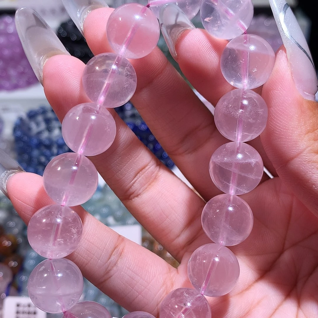 未镶嵌手链水晶透体紫马粉13mm