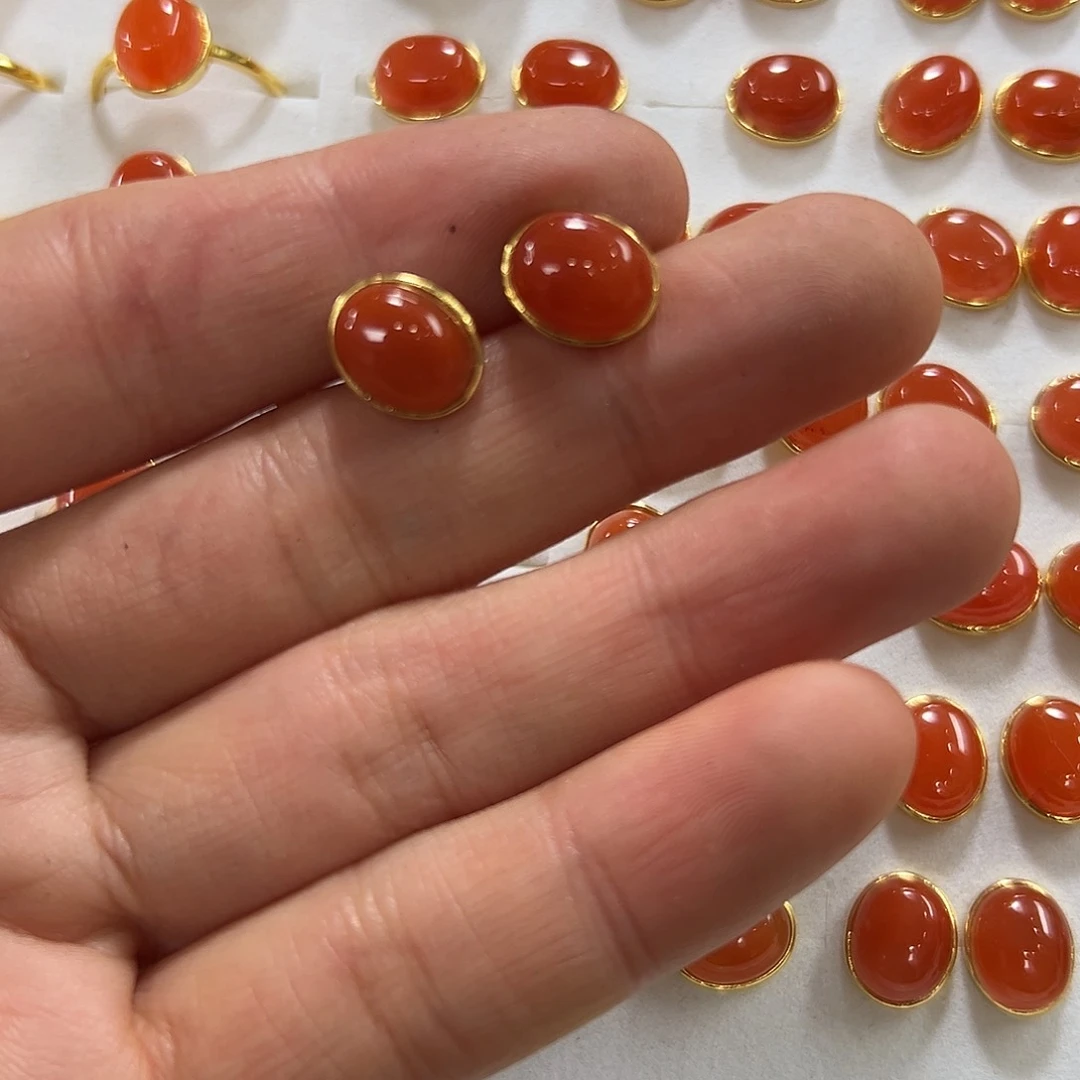 南红玛瑙耳饰银S925镶嵌亢*