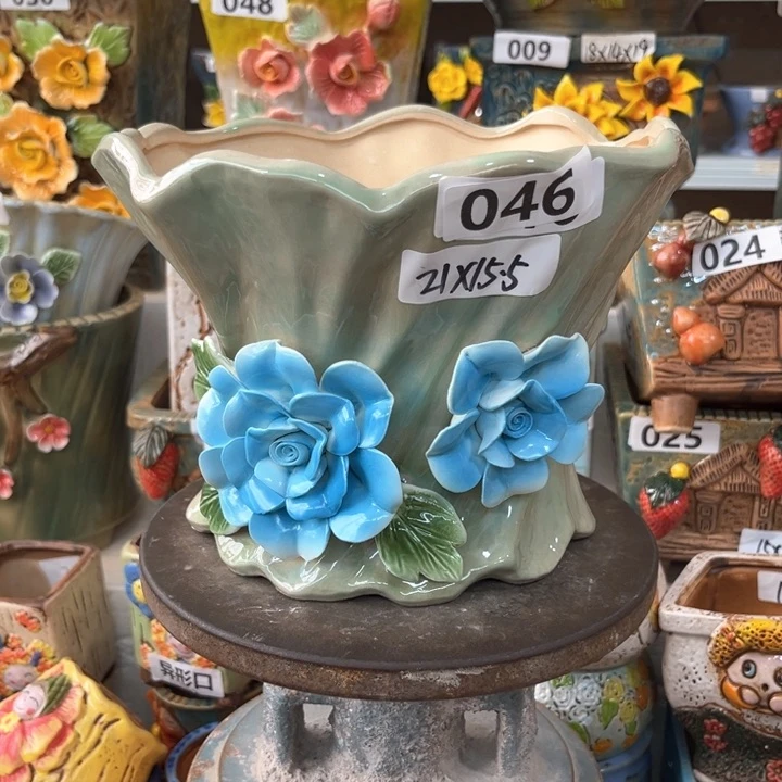 紫砂花盆粗陶材质多肉花盆发货两个