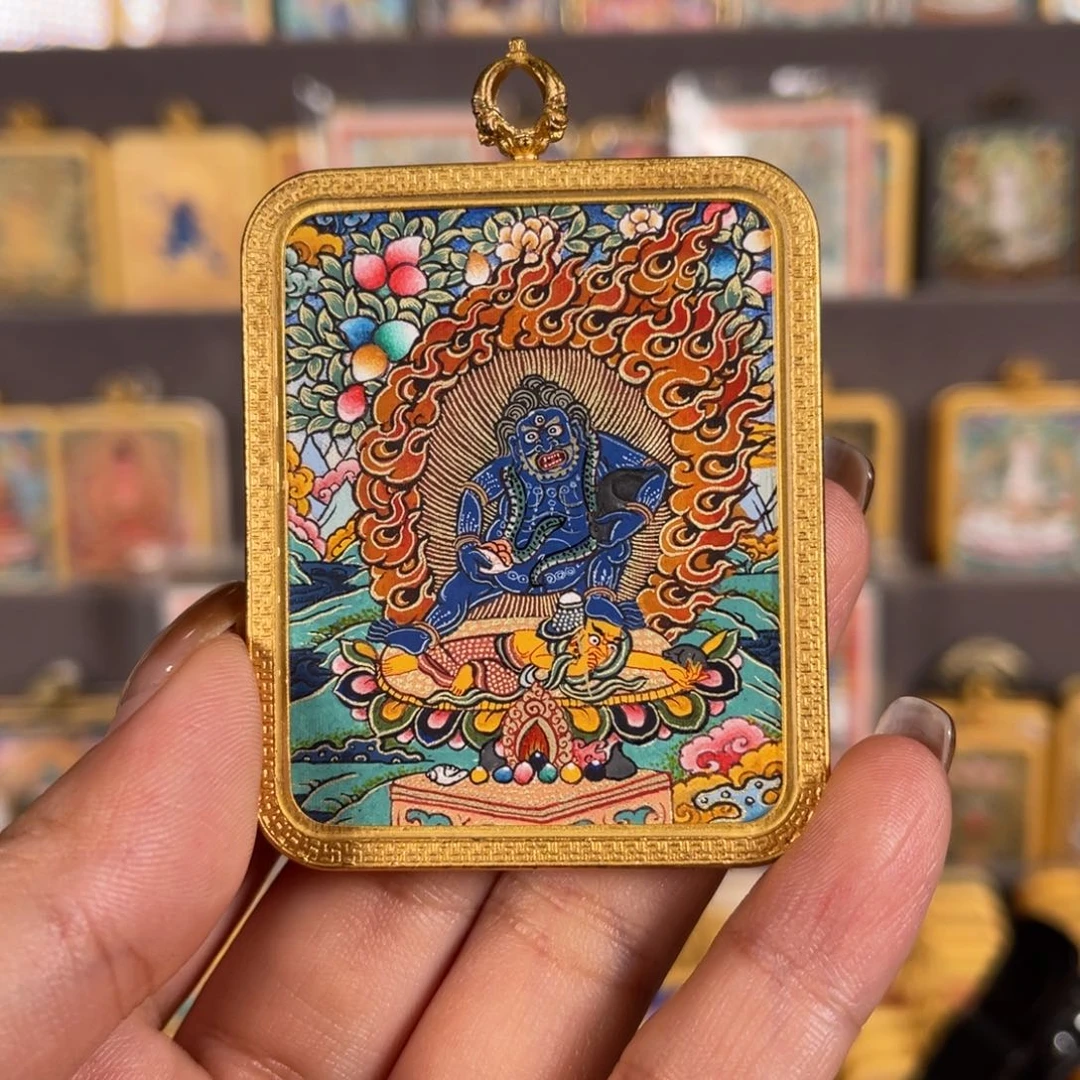 吊坠黑老爷青海热贡唐卡