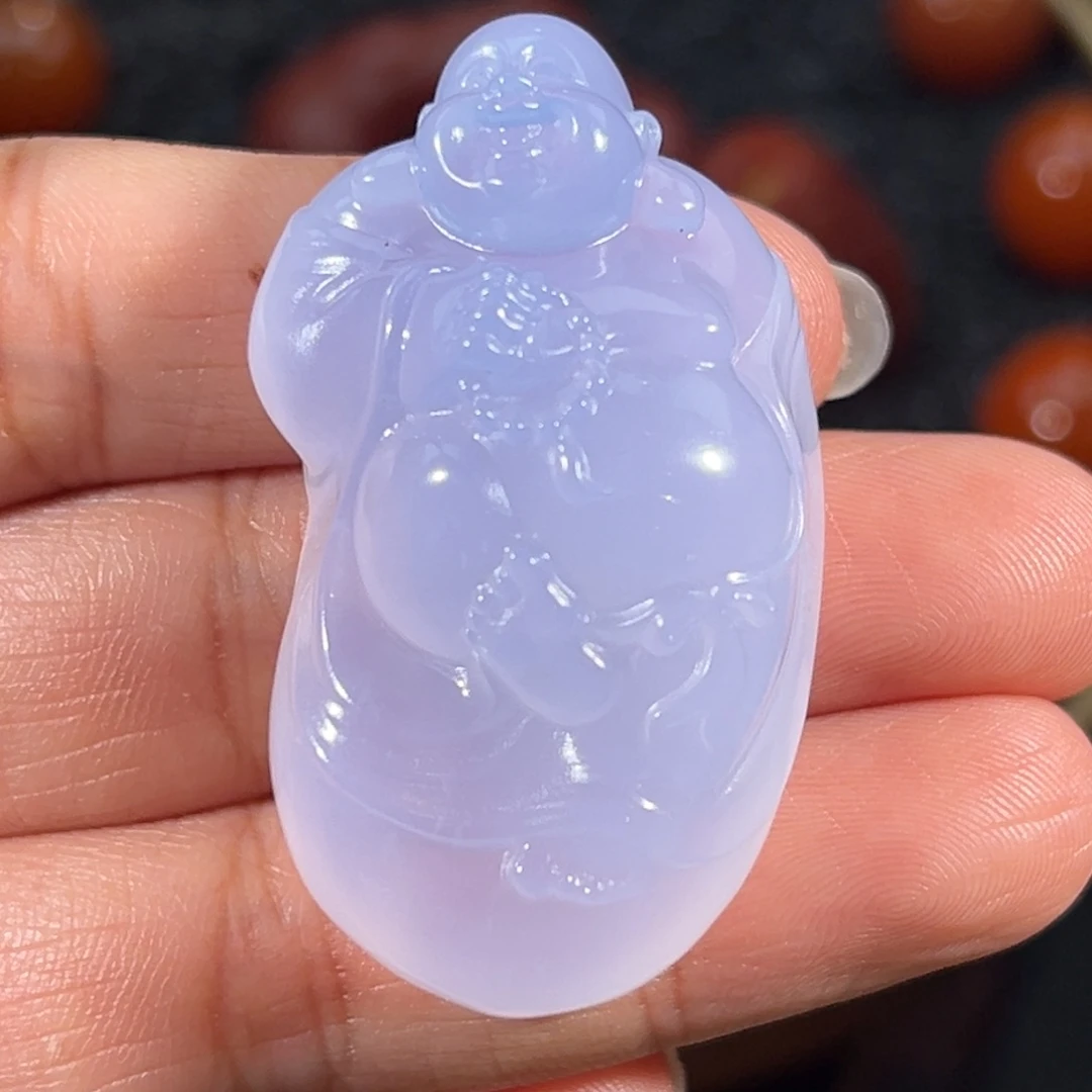 玛瑙/玉髓未镶嵌蓝玉髓弥勒佛公44.7*25.3*16.7m