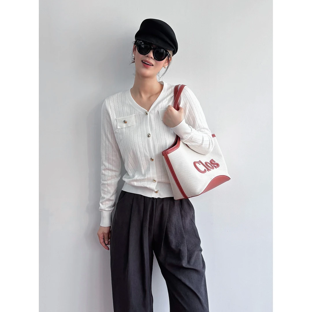 【拉法LF】「枫丹白露」高个子缕空针织小香风开衫