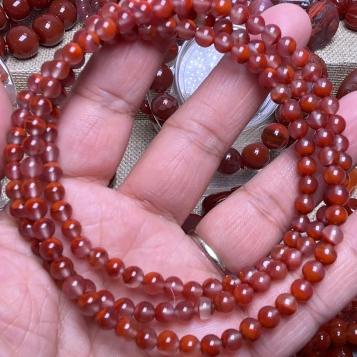 南红玛瑙未镶嵌手链5 M聚宝盆