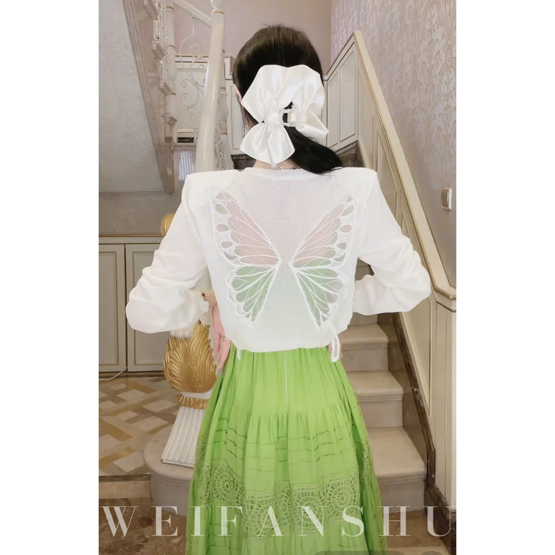 WEIFANSHU/魏凡舒【影蝶】春夏新款设计感蝴蝶镂空针织百搭防晒开衫