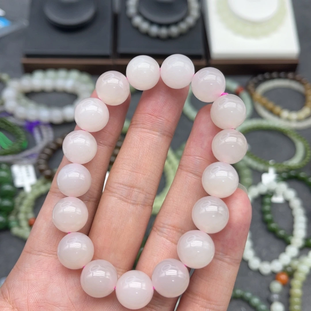 和田玉未镶嵌手串卡12冰粉