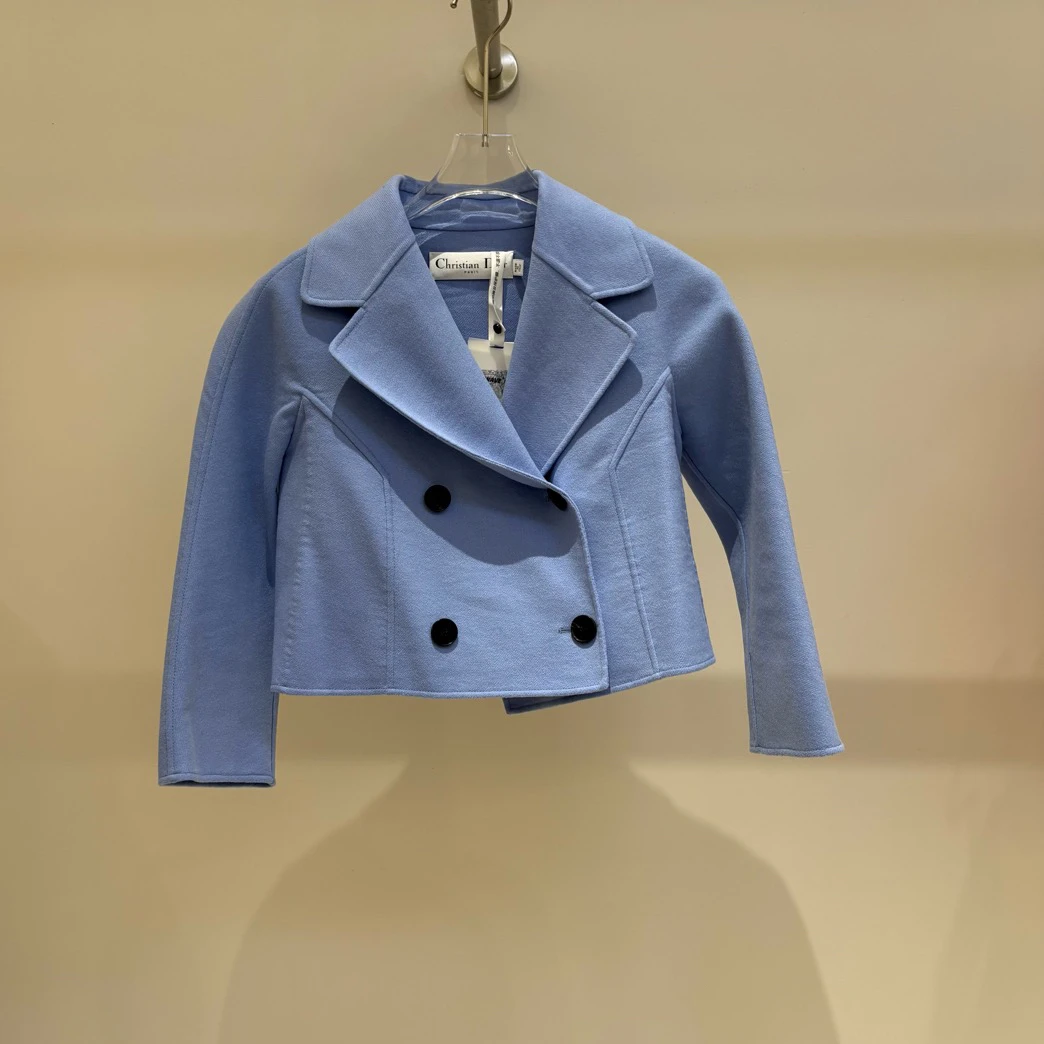 99新 DIOR/迪奥 DI2308 雾霾蓝短款羊毛外套 34码 99新 原3w2
