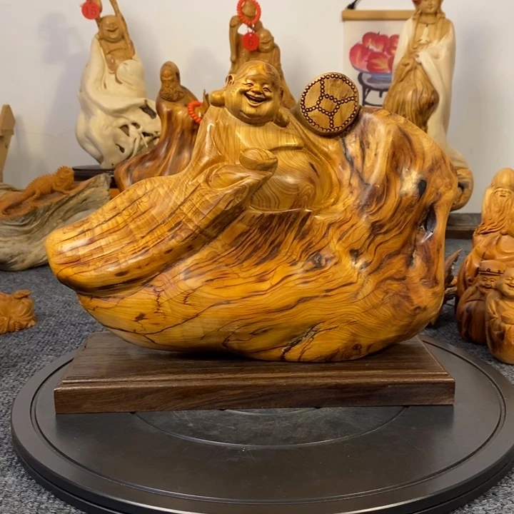 柏木（崖柏）太行崖柏弥勒佛摆件根雕工艺品