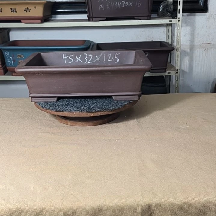 紫砂花盆紫泥小号长方