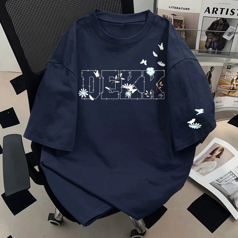 jtrt纯棉圆领短袖t恤男女士情侣款夏季百搭高级感宽松休闲上衣服