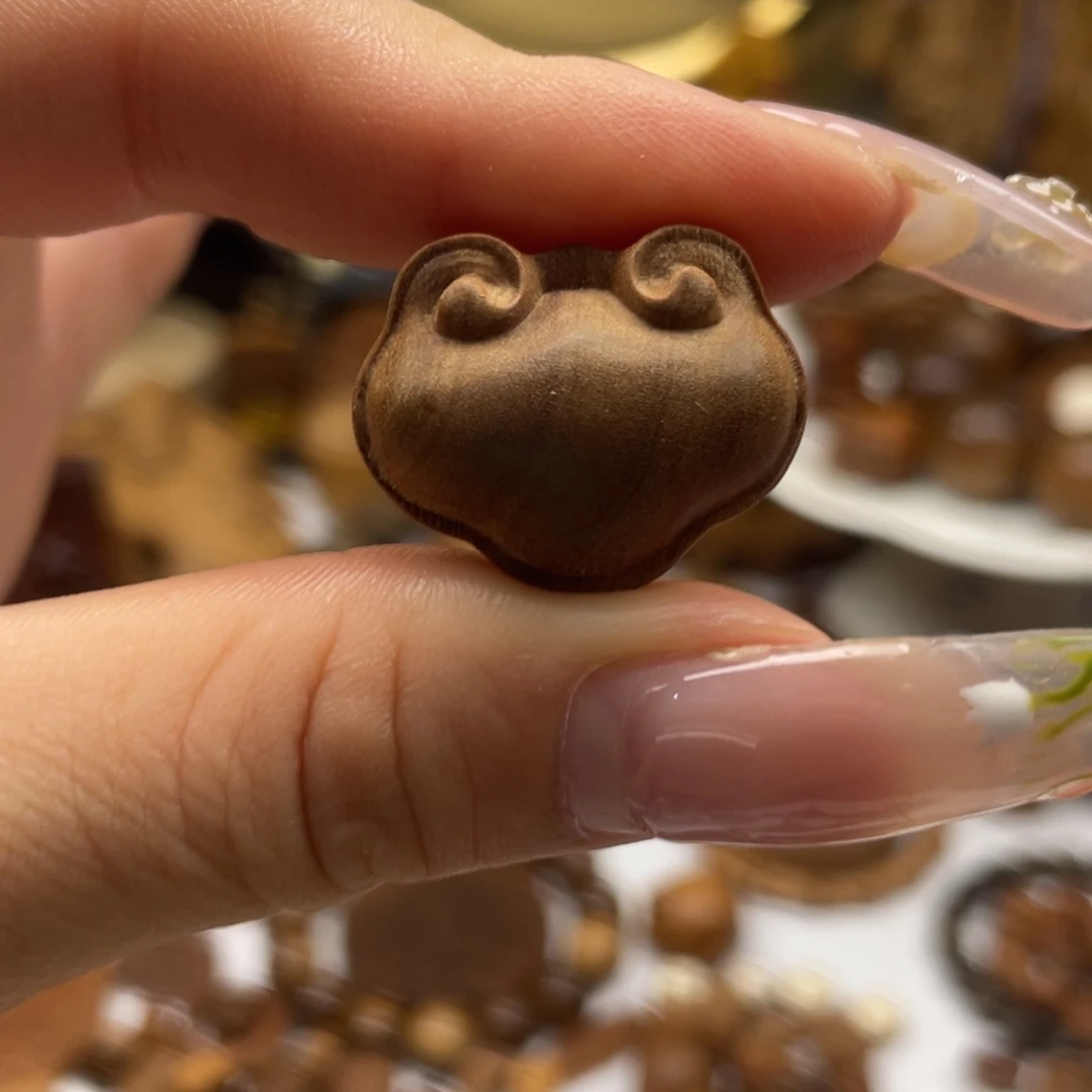 檀香木无事牌胖如意