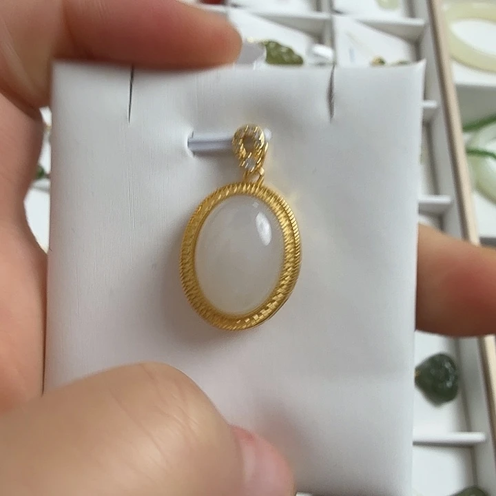 和田玉银S925镀金镶嵌颈饰