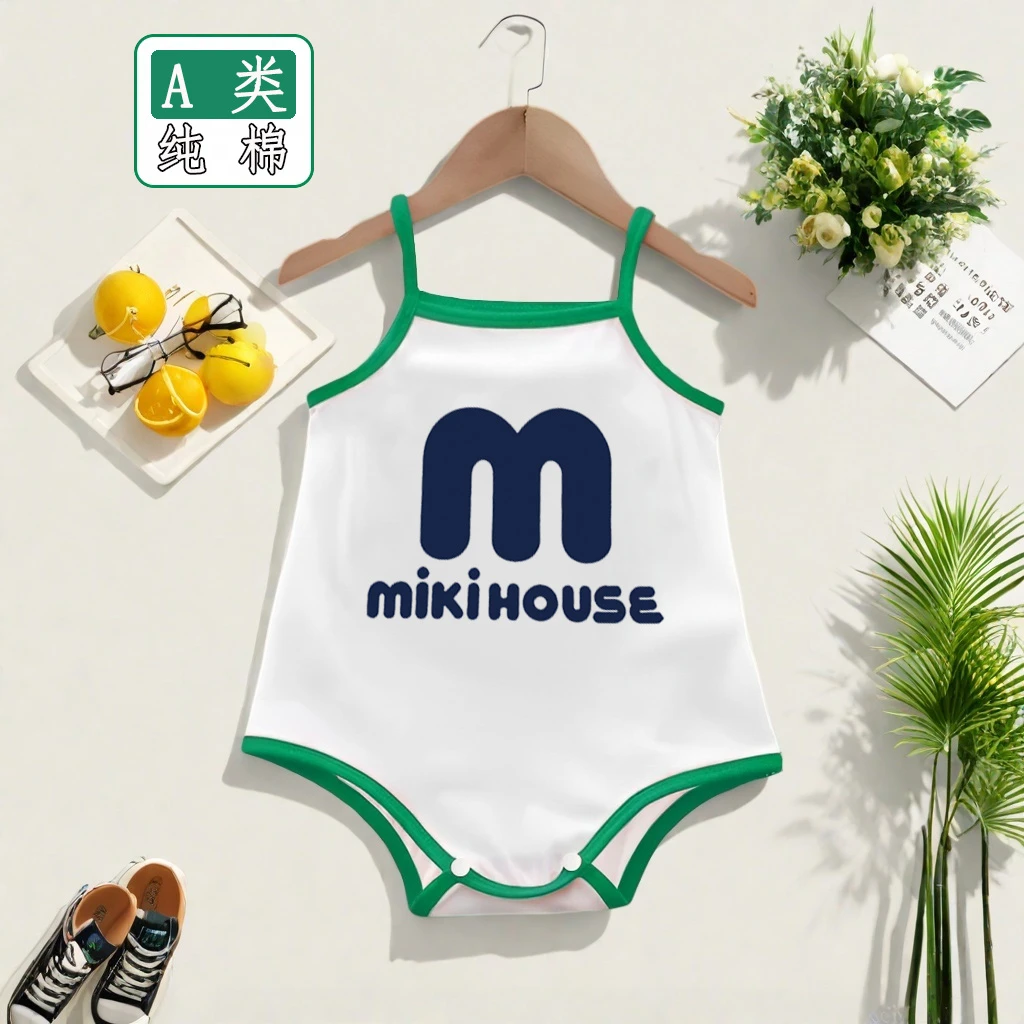 婴儿吊带包屁衣纯棉夏季薄款女孩护肚睡衣背心新生儿女宝宝衣服