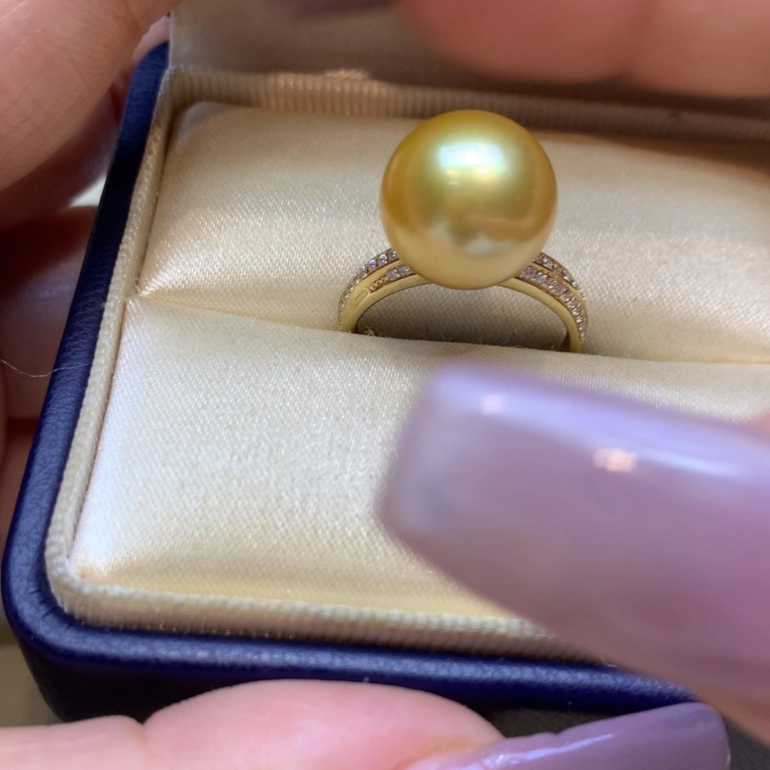 14K金镶嵌戒指海水珍珠
