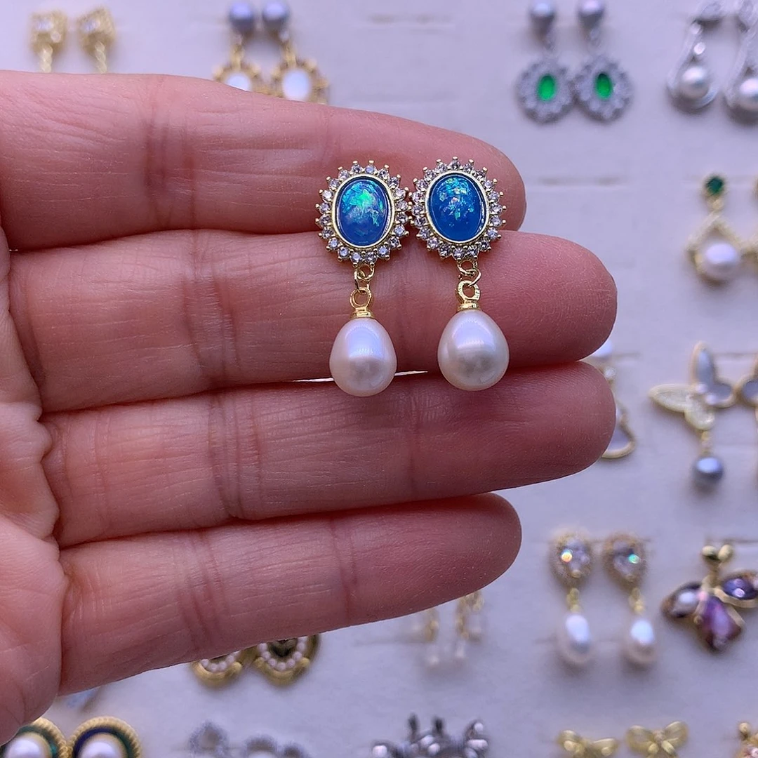 淡水珍珠耳饰合金