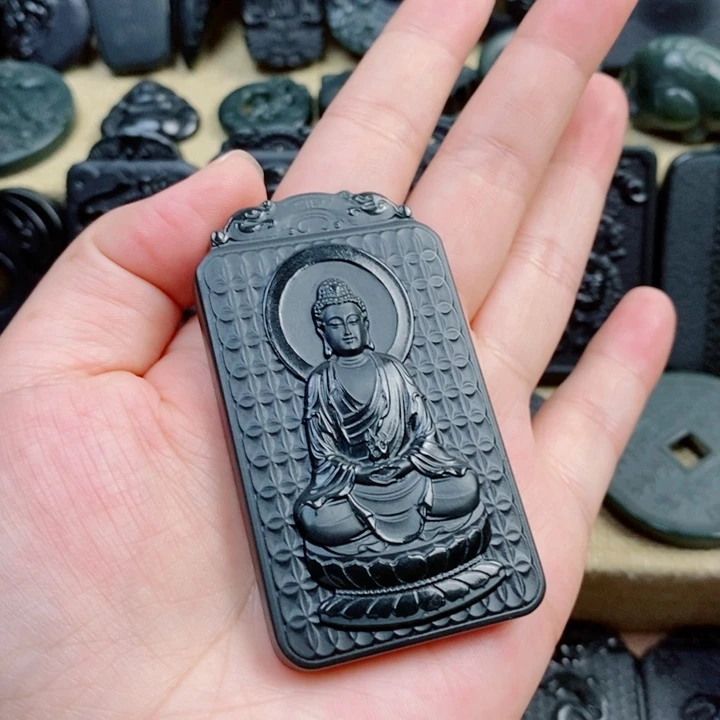 数***计和田玉（青玉）未镶嵌颈饰双面雕刻