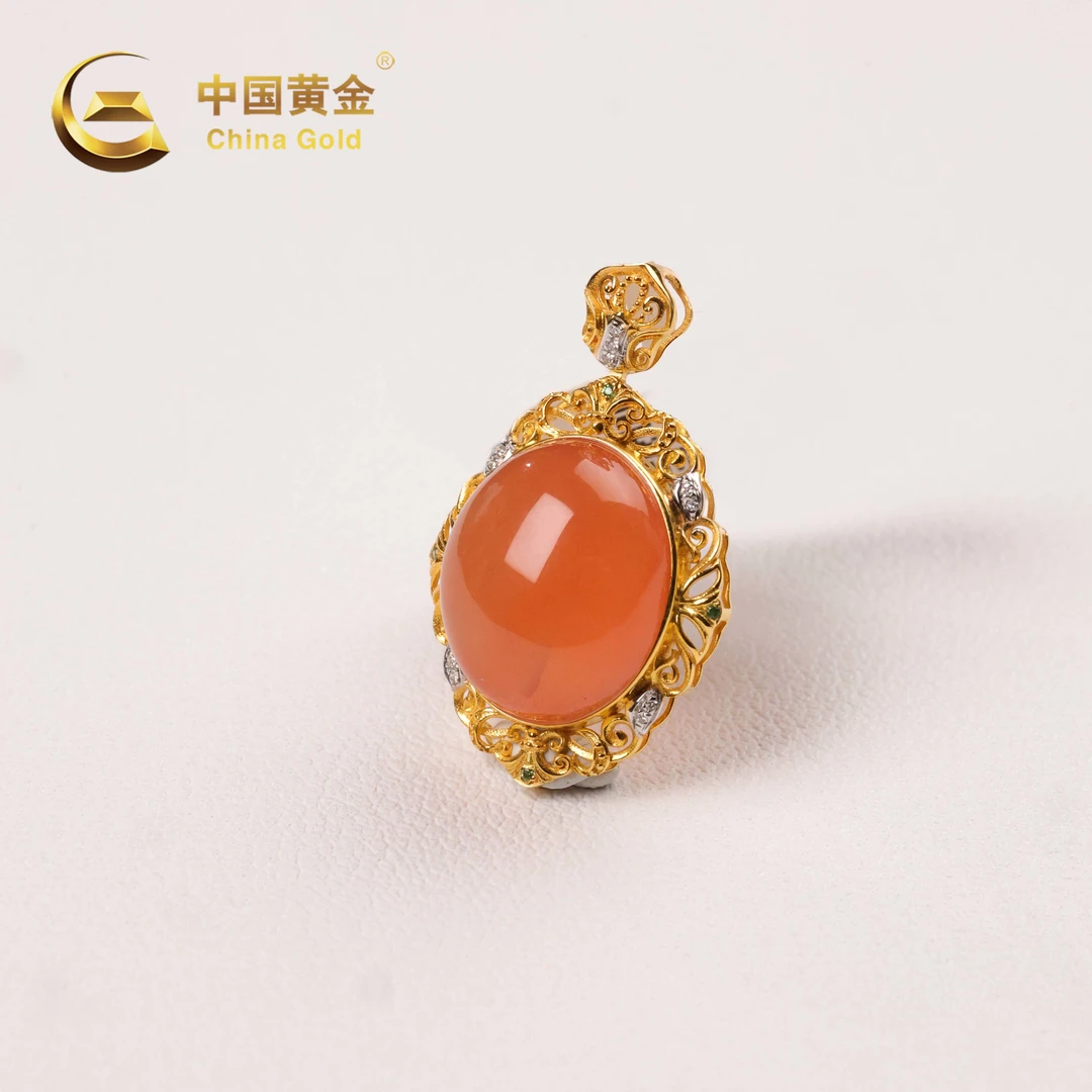 【中国黄金】浮岚 | 南红*吊坠*18k金镶嵌-D9320-L-Y
