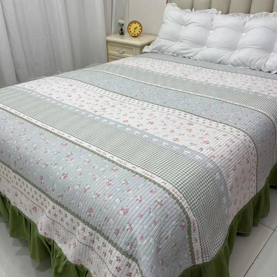 四季通用A+，柔软亲肤防滑水洗棉防滑大床裙床盖