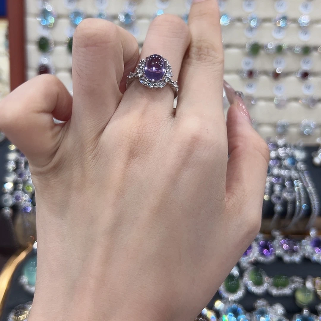 京***卷紫晶戒指银S925镶嵌