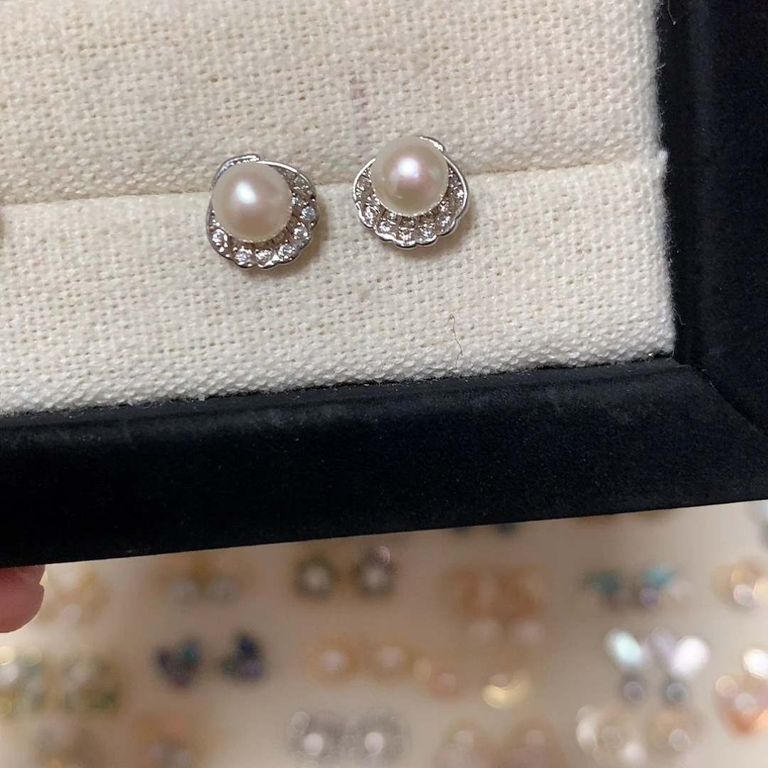 淡水珍珠耳饰合金