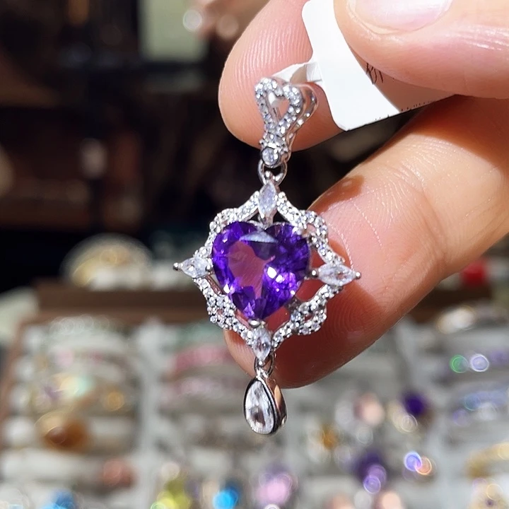 紫晶吊坠(不含链)银S925镶嵌