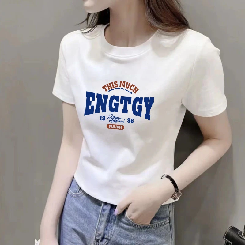 白色t恤女正肩短袖2025独特别致上衣纯棉夏季新款修身显瘦体恤衫